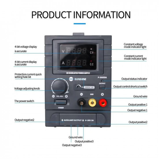 Sunshine P-3005DA DC Power Supply Adjustable for 30V 5A